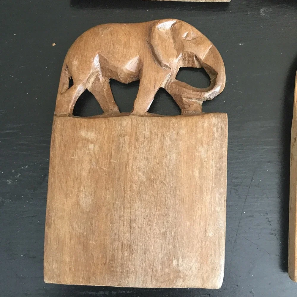 Wooden Hand Carved Coasters (Set of‎ 4)
